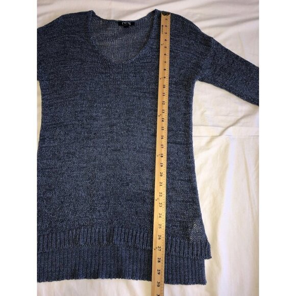 Ralph Lauren Chaps Womens Size M Sweater Loose Knit Lightweight 3/4 Sleeves Blue - Picture 9 of 9